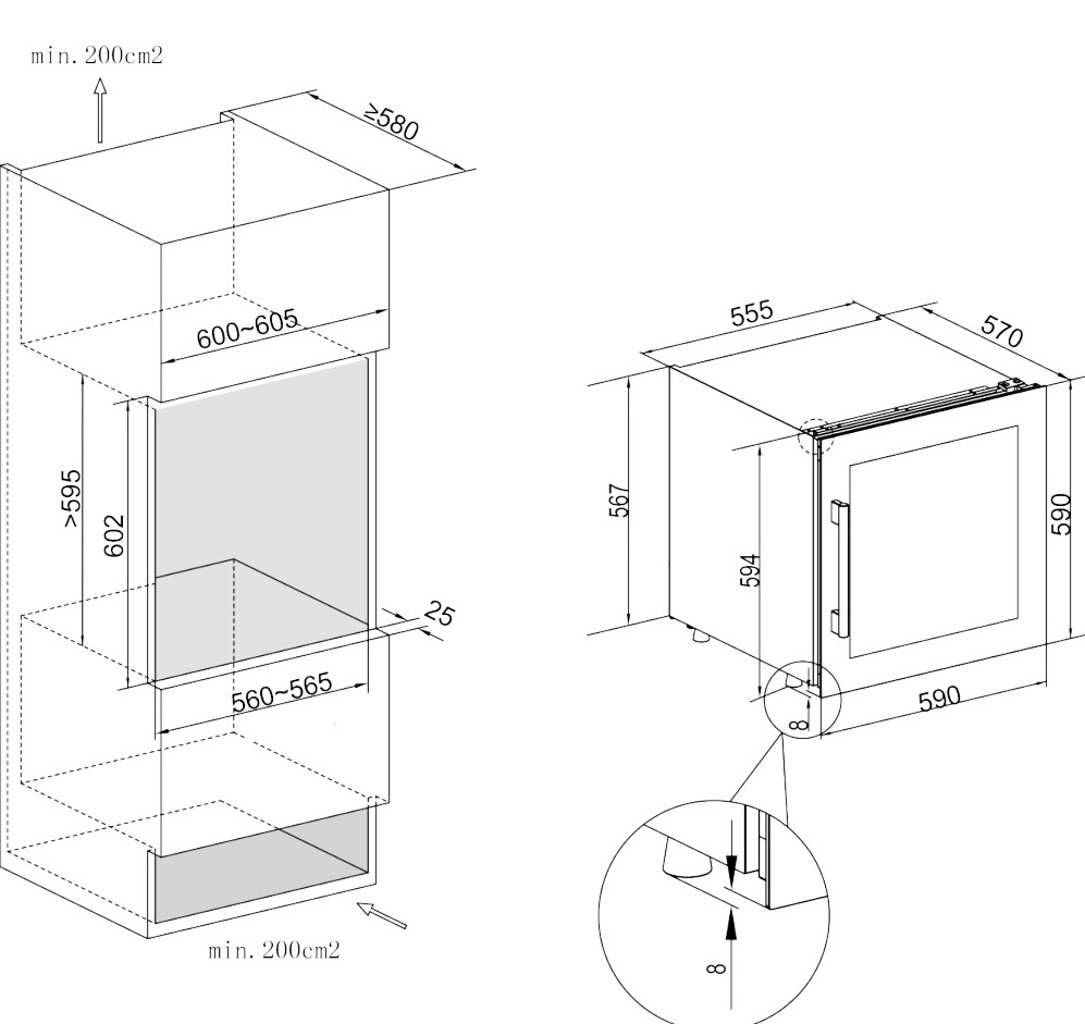 Встраиваемый винный шкаф Temptech Oslo OBI60SB