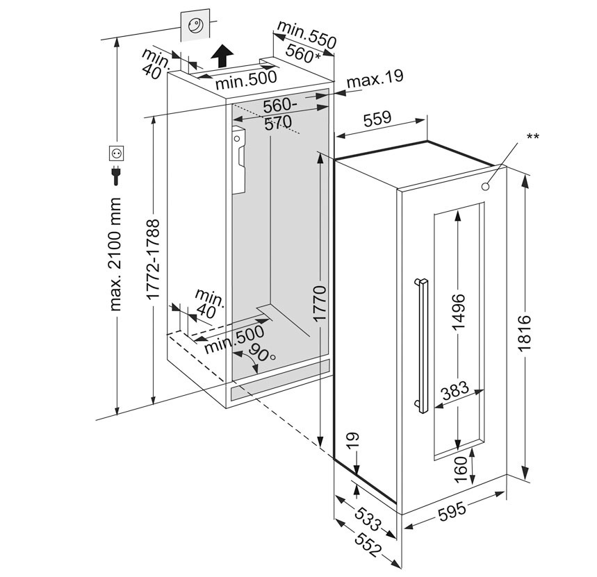 Встраиваемый винный шкаф Liebherr EWTdf 3553