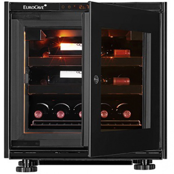 Встраиваемый винный шкаф EuroCave Inspiration XS (2 черные полки, дверь без рамы)